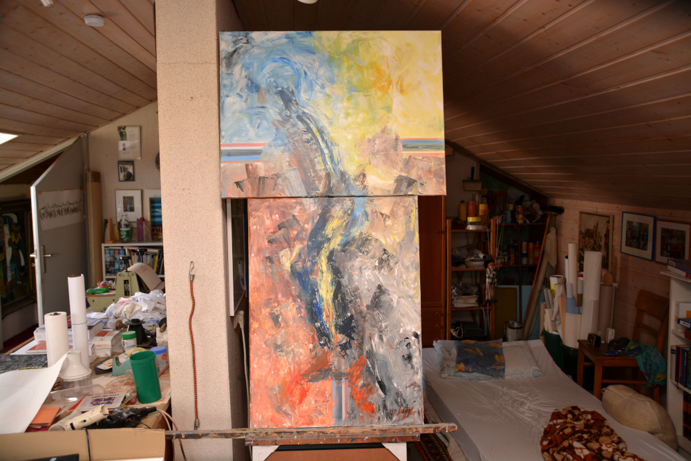 Menz Paul - Farbfluß - Triptychon - 2015 - Acryl - 80 x 60 u 60 x 80 cm-k